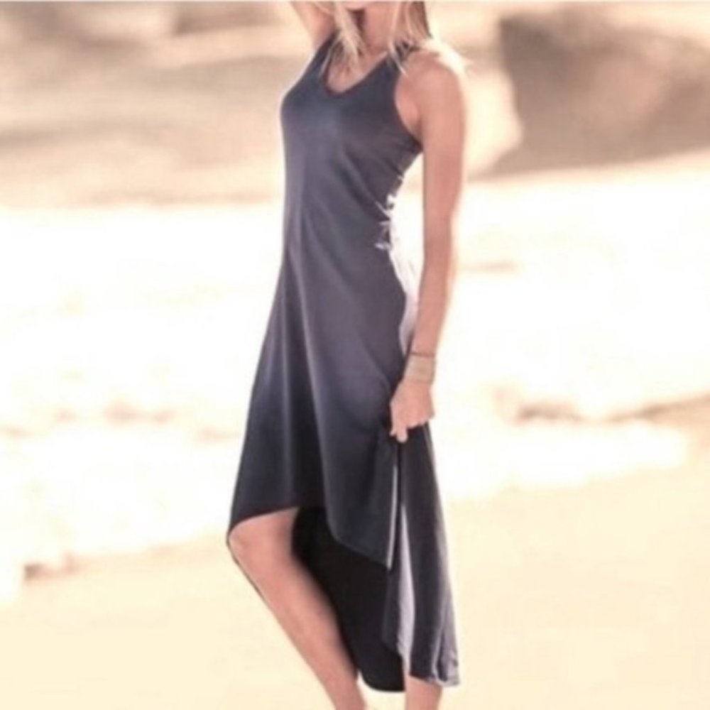 Athleta High Low Dip Dye Flint Gray Dress